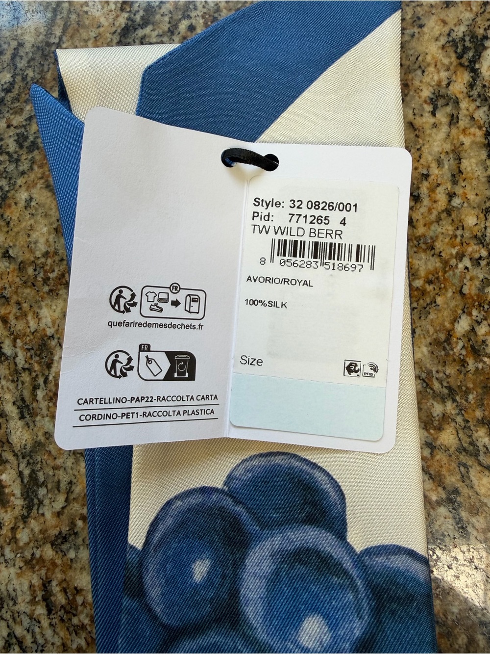 Brand New $270 Ferragamo Silk Skinny Scarf in Blue and Green - Picture 4 of 4